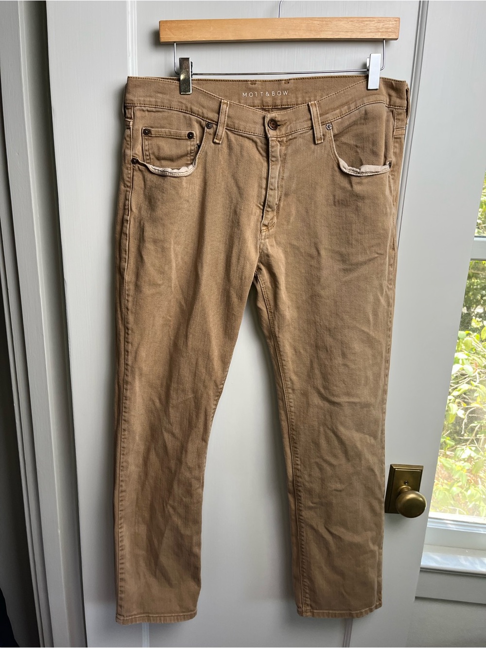 Mott and Bow Mercer Slim Jeans 35x30 Khaki Tan Brown Stretch Twill Pants